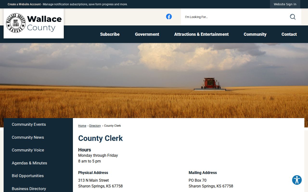 Wallace County official directory and court docket routing