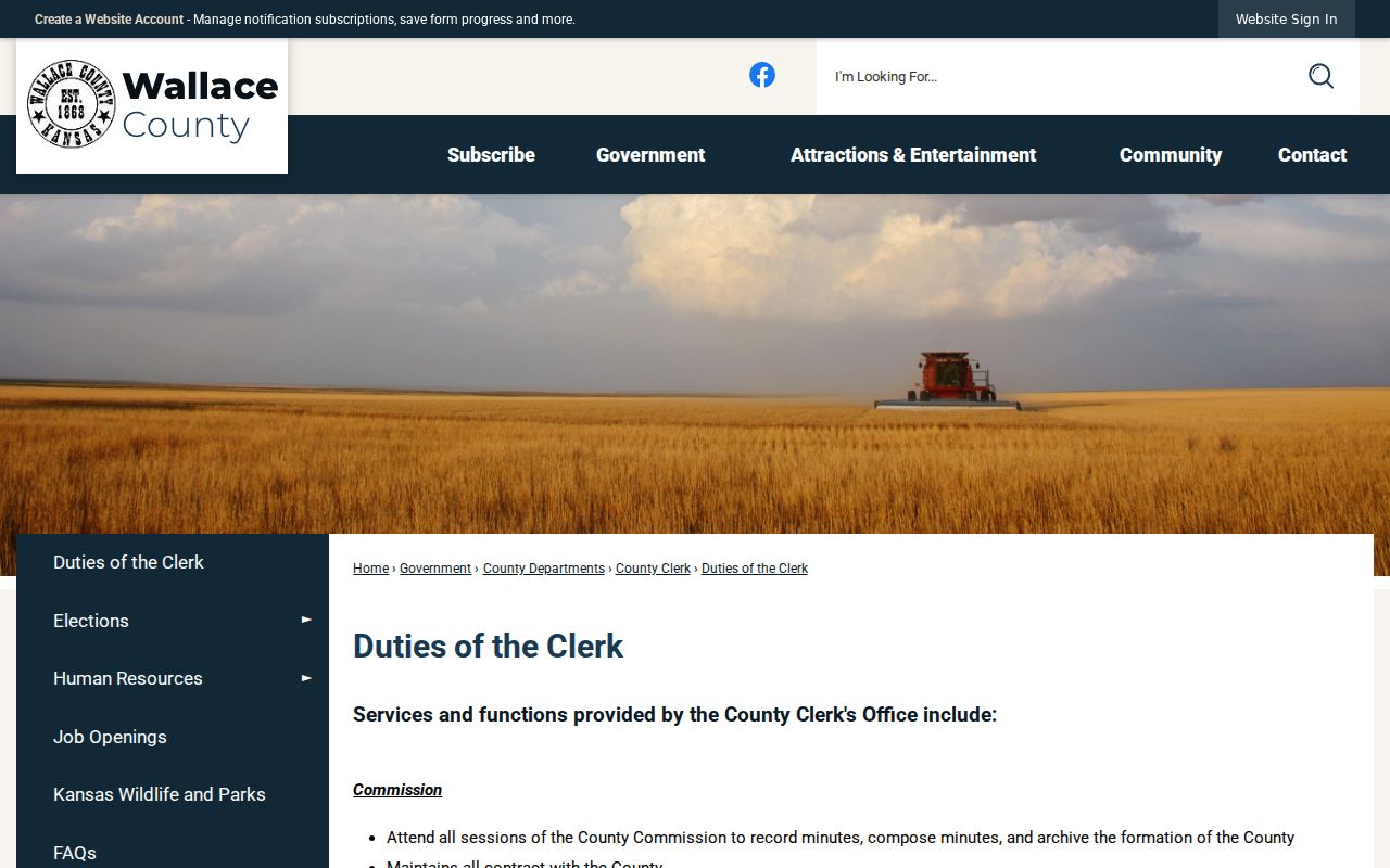 Wallace County clerk duties and court record distinction