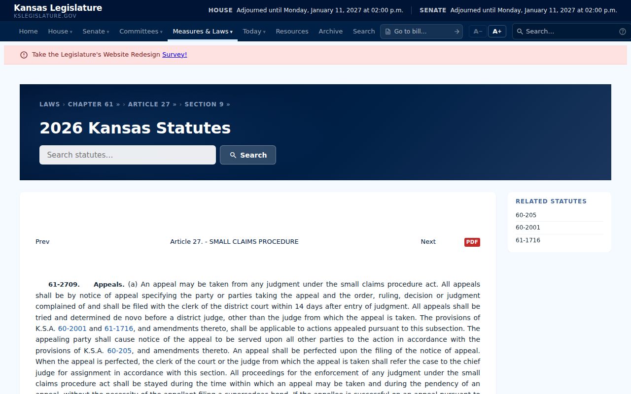 Wallace County civil docket small-claim appeal statute
